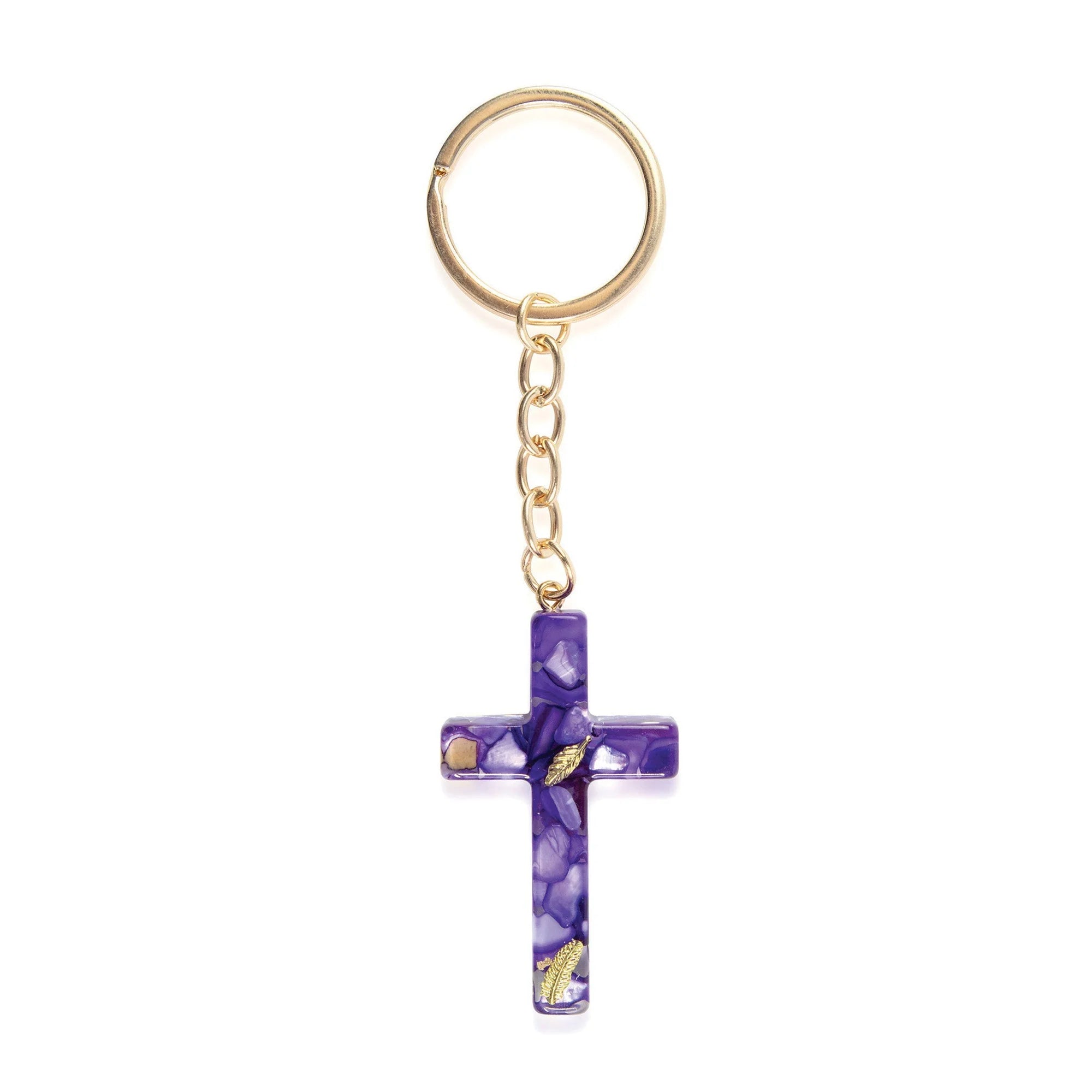 Keychain-Cross-Purple-Feather