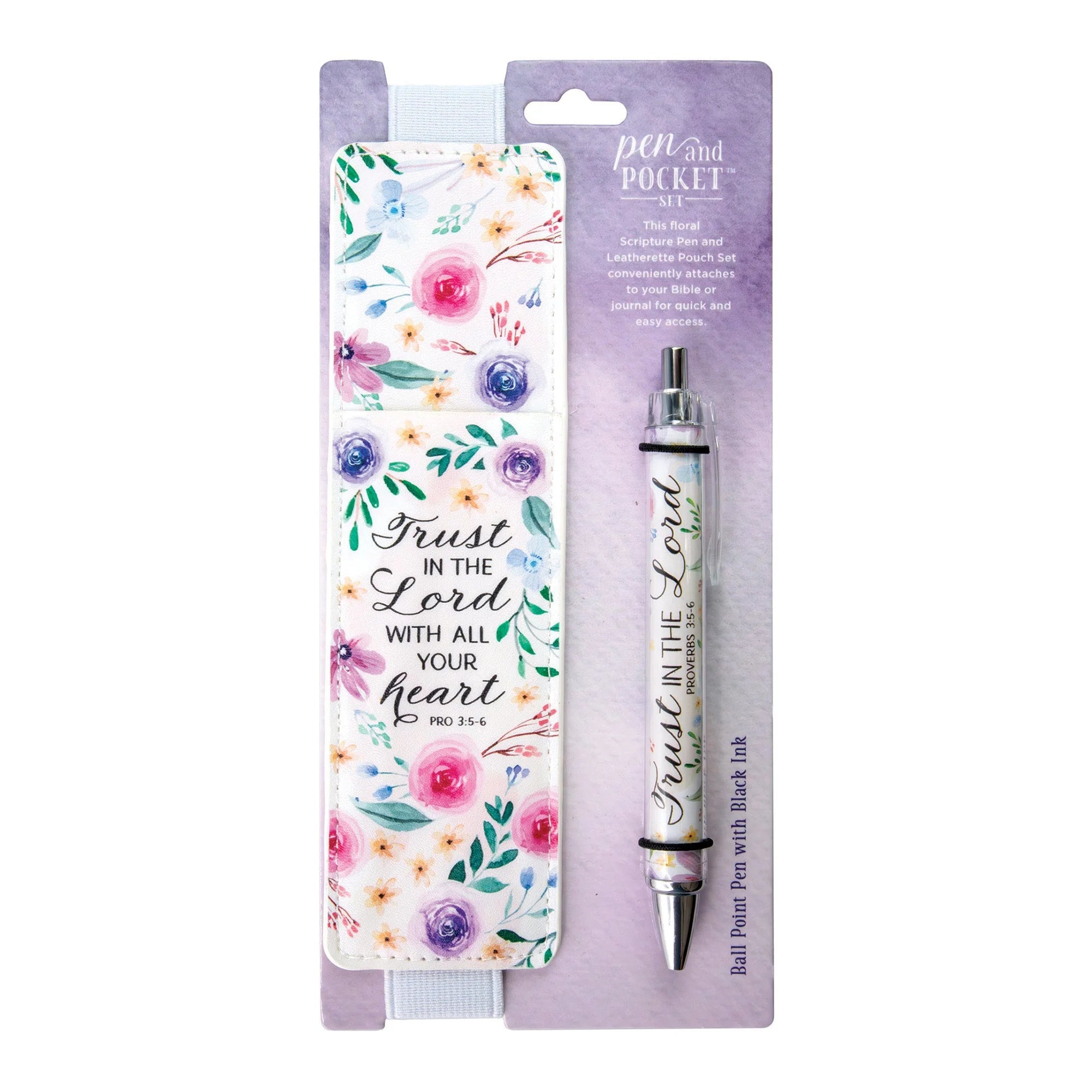 Pen Pouch Pen Set-Floral-Pro 3:5-6-Trust In The Lord