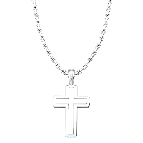 Necklace-SS-Cross Inset-18"