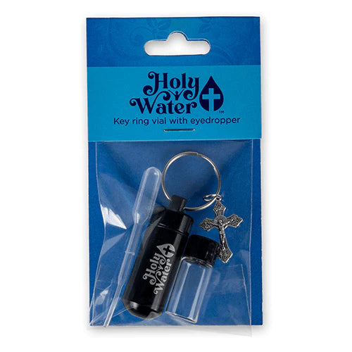 Holy Water Bottle-Keychain-Kit w/Dropper-Black