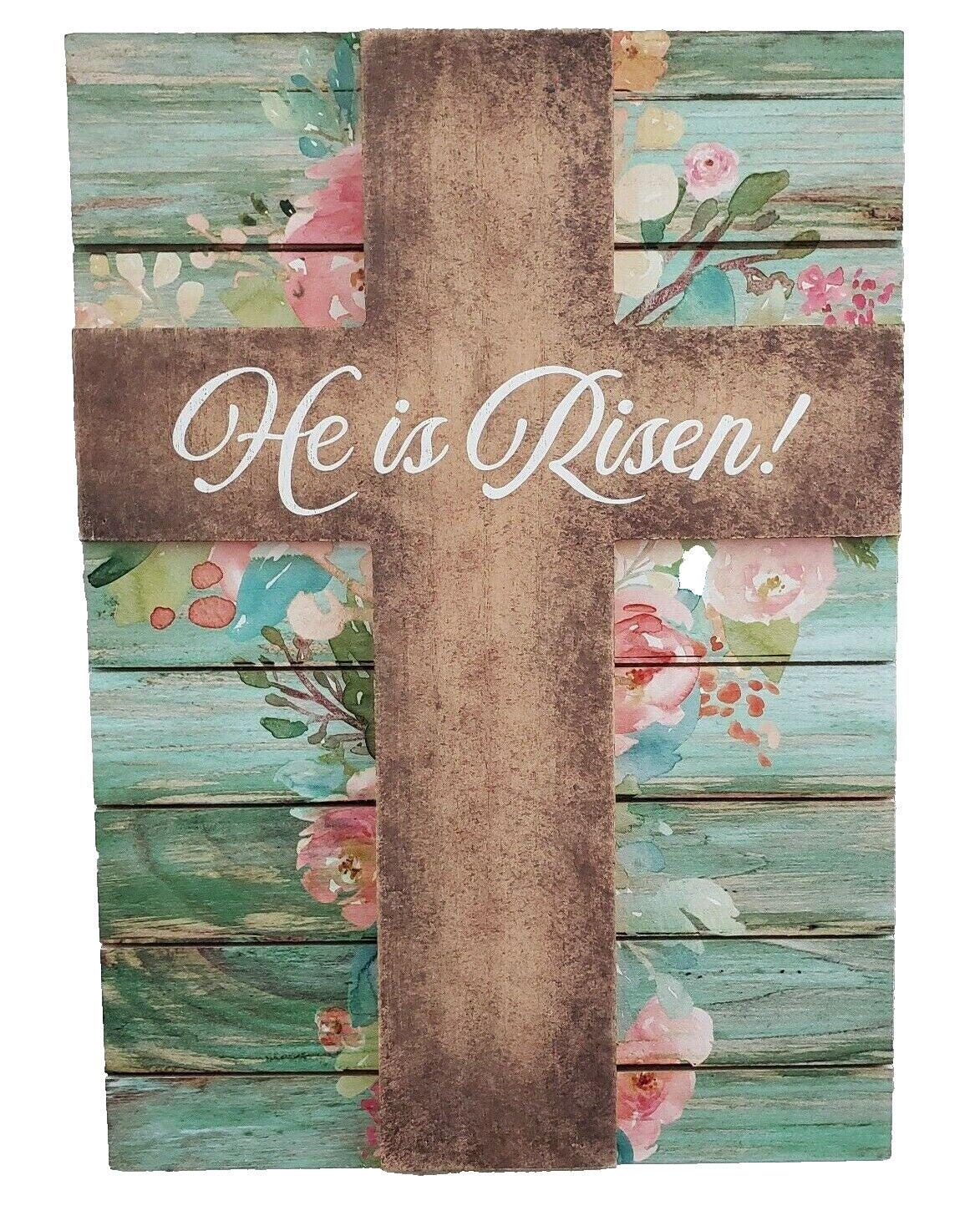 Plaque/He Is Risen/Wood/Floral