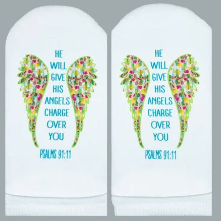Socks-Psa 91:11-Angel Wings-Over You