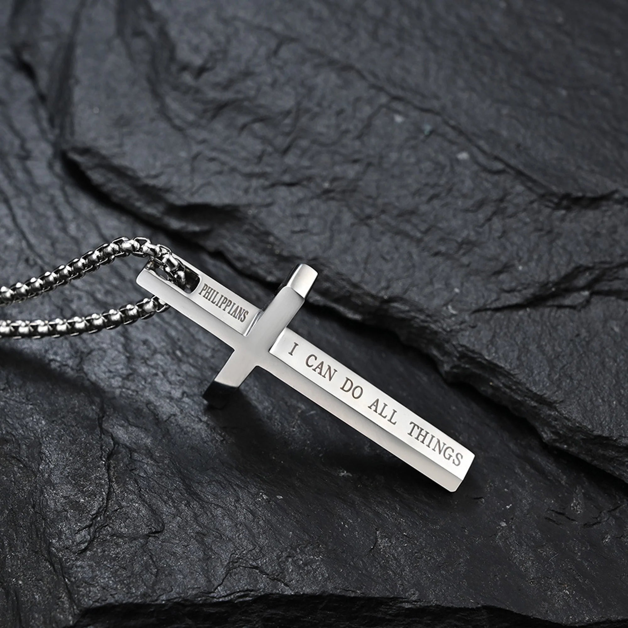 Necklace-SS-Cross-Php 4:13-I Can Do All Things-24"