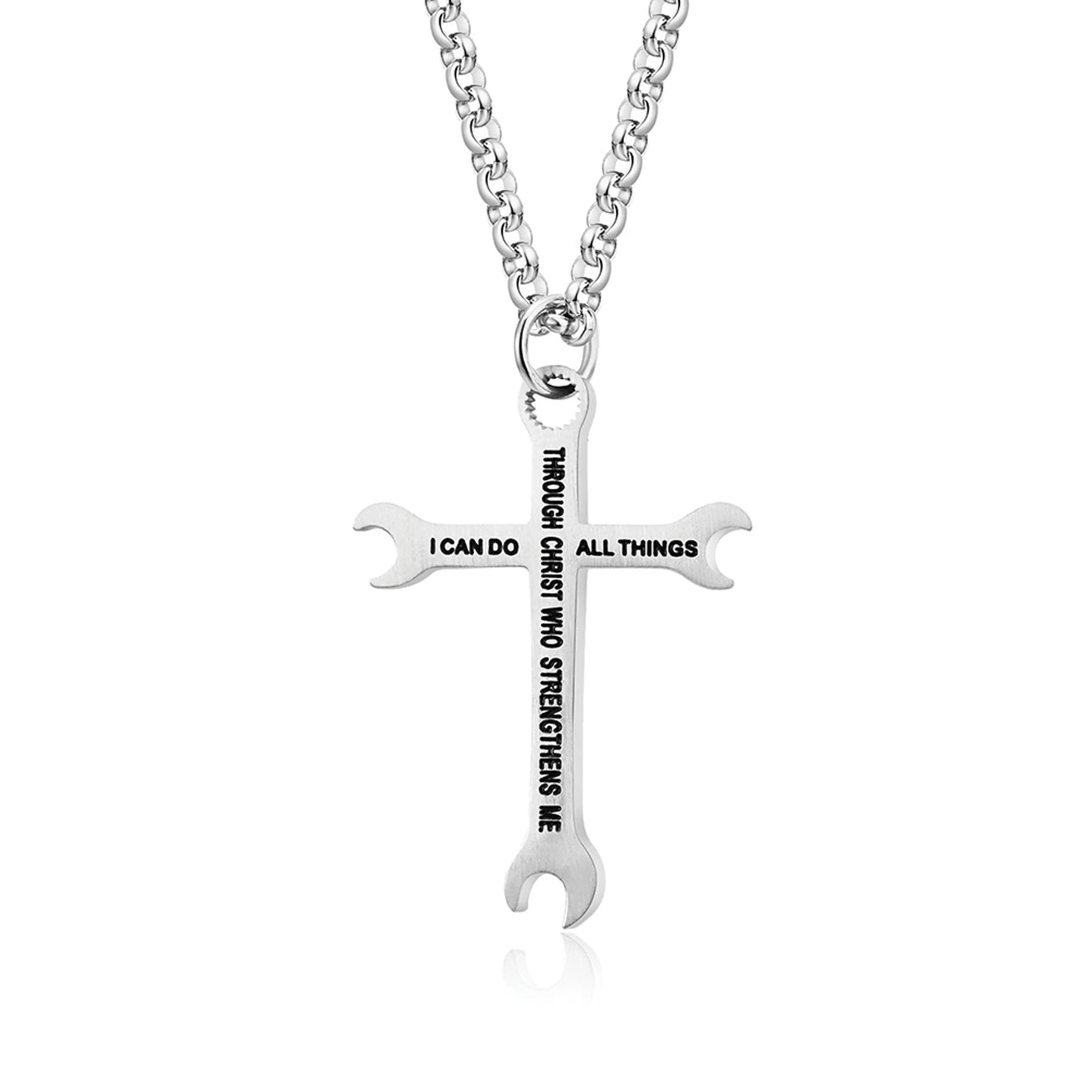 Necklace-SS-Wrench-Silver-Php 4:13-I Can Do All Things