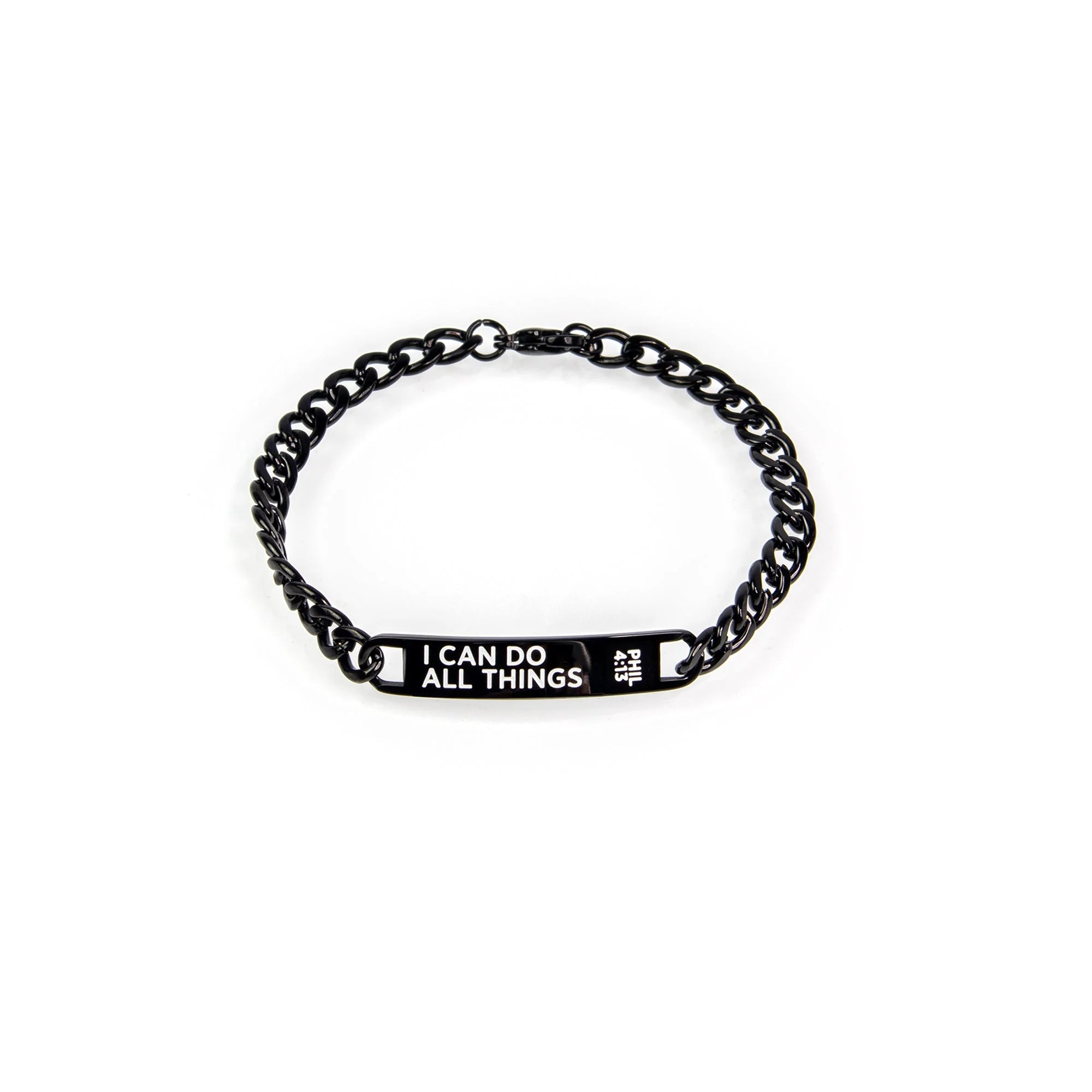 Bracelet-SS-Black-Ident-Php 4:13-I Can Do All Things-8.5"