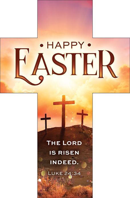 Bookmark-25pk-Cross-Luk 24:34-Happy Easter