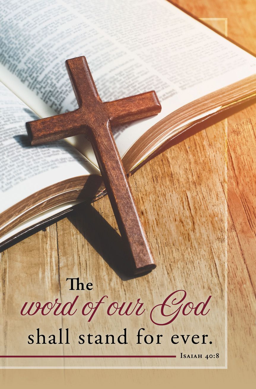 Bulletin-100pk-Isa 40:8-Word Of Our God-Cross