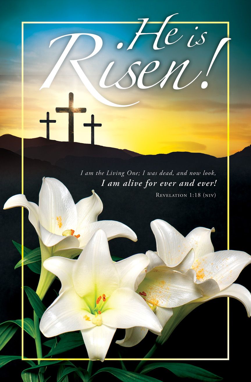 Bulletin-100pk-Rev 1:18-He Is Risen-Easter